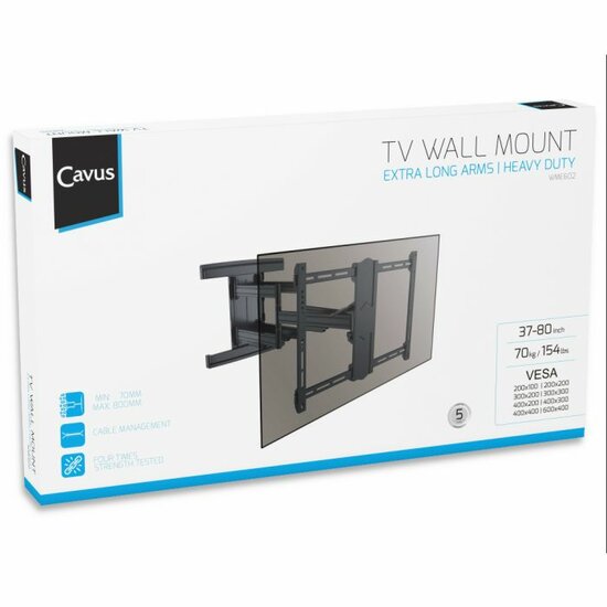 Verpakking Cavus WME602 full motion muursteun voor 37 - 80 inch TV