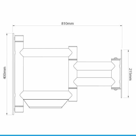 Afmetingen Cavus WMV9050 zwarte design muursteun voor 26 - 55 Inch TV met extra lange arm