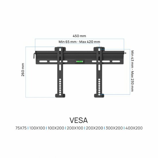 Afmetingen Cavus WMF001 vlakke muursteun voor 32 - 55 Inch TV