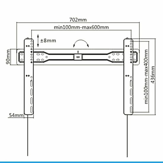 Afmetingen Cavus WMF204 Premium vlakke muursteun voor 37 - 70 inch TV