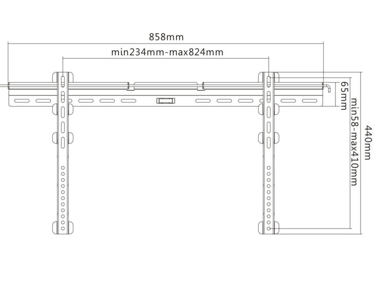 Afmetingen Cavus WMF084 vlakke muursteun voor 37 - 70 Inch TV