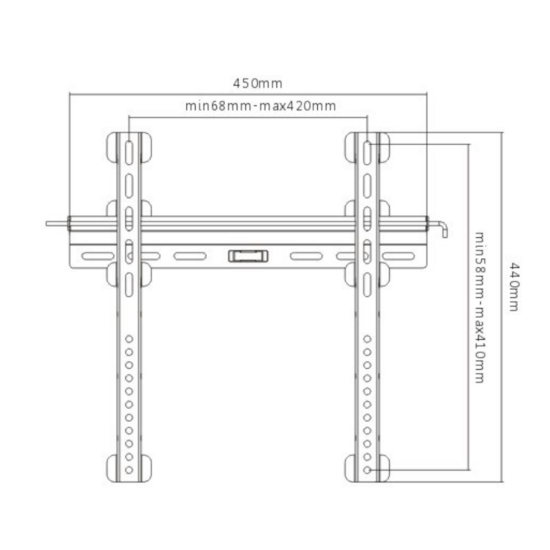 Afmetingen Cavus WMF044 vlakke muursteun voor 32 - 70 Inch TV