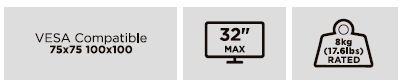 Monitor beugel voor 17 t/m 32 Inch schermen tot 8 kg specificaties
