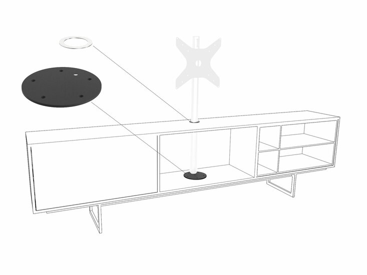 Cavus vloerstandaard MOUNT 100 cm RVS schematisch