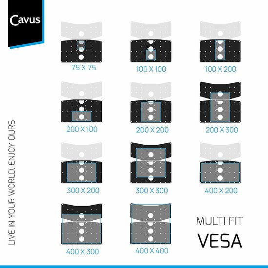 Cavus vloerstandaard SQUARE 100 cm zwart VESA mogelijkheden