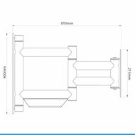 Afmetingen Cavus WMV9050 zwarte design muursteun voor 26 - 55 Inch TV met extra lange arm