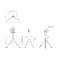 Afmetingen Cavus TV vloerstandaard TRIANGLE eiken 120cm