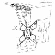 Afmetingen TV plafondbeugel flip met app / voice control