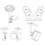 Plafondsteun voor Sonos ERA 100 wit afmetingen