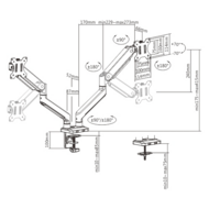 Monitor beugel met gasveer voor twee 17 t/m 32 inch schermen tot 10 kg afmetingen